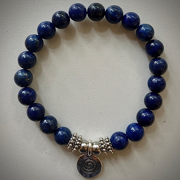 Dark Blue Lapis Handcrafted Bead Bracelet - Picture 2 of 6